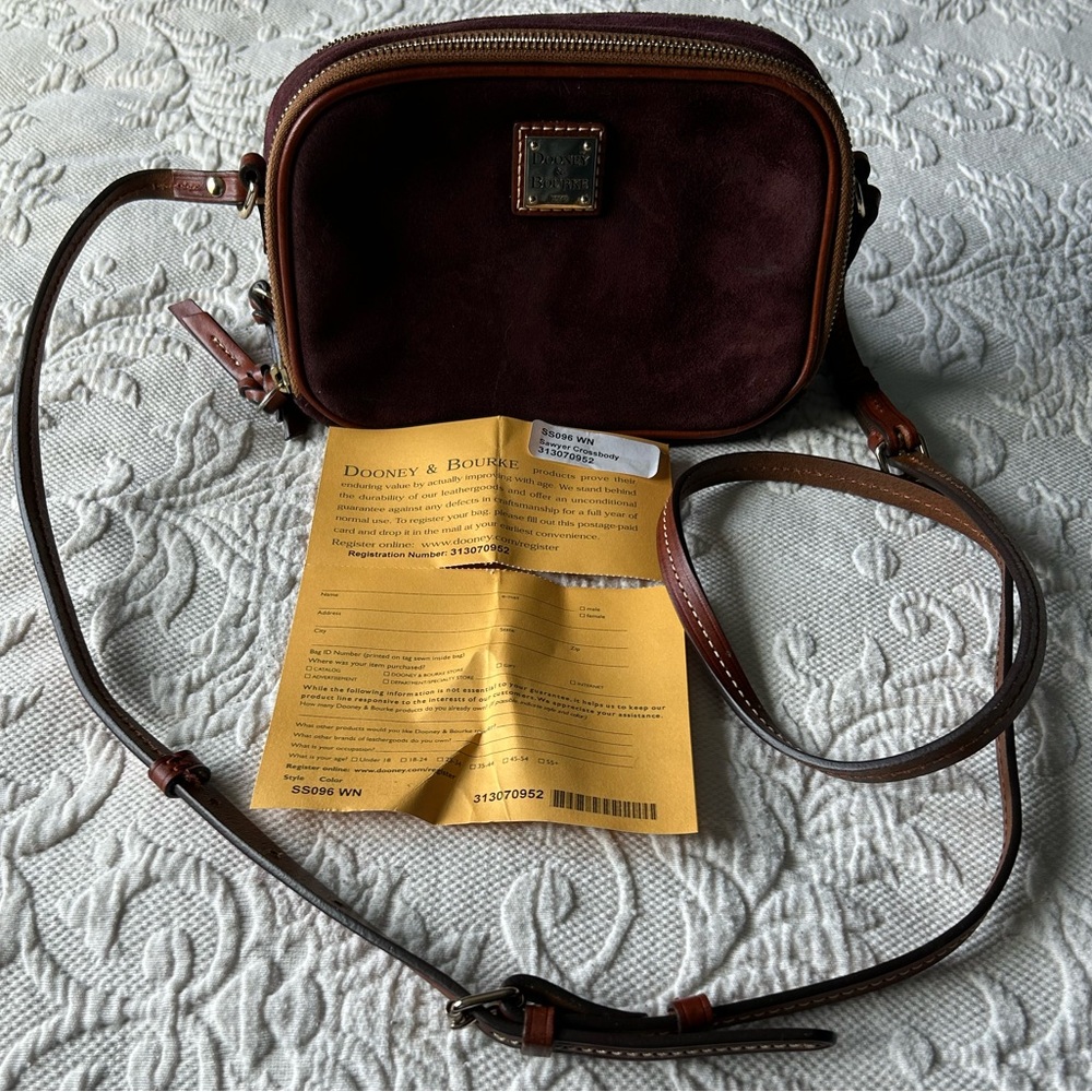 Dooney & Bourke Sawyer Crossbody/Shoulder Bordeaux Wine Suede